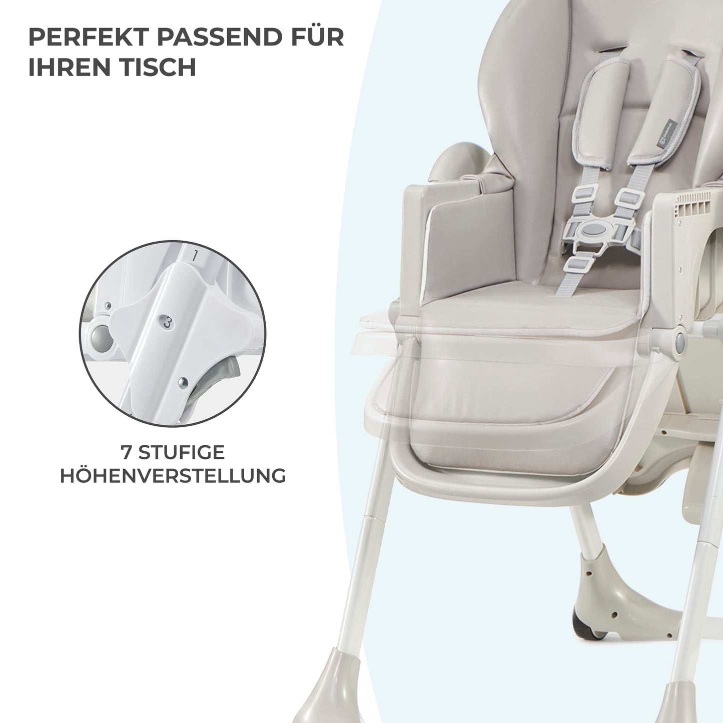 Trona Bebé – Evolutiva, Reclinable, Fácil de Limpiar, Gris