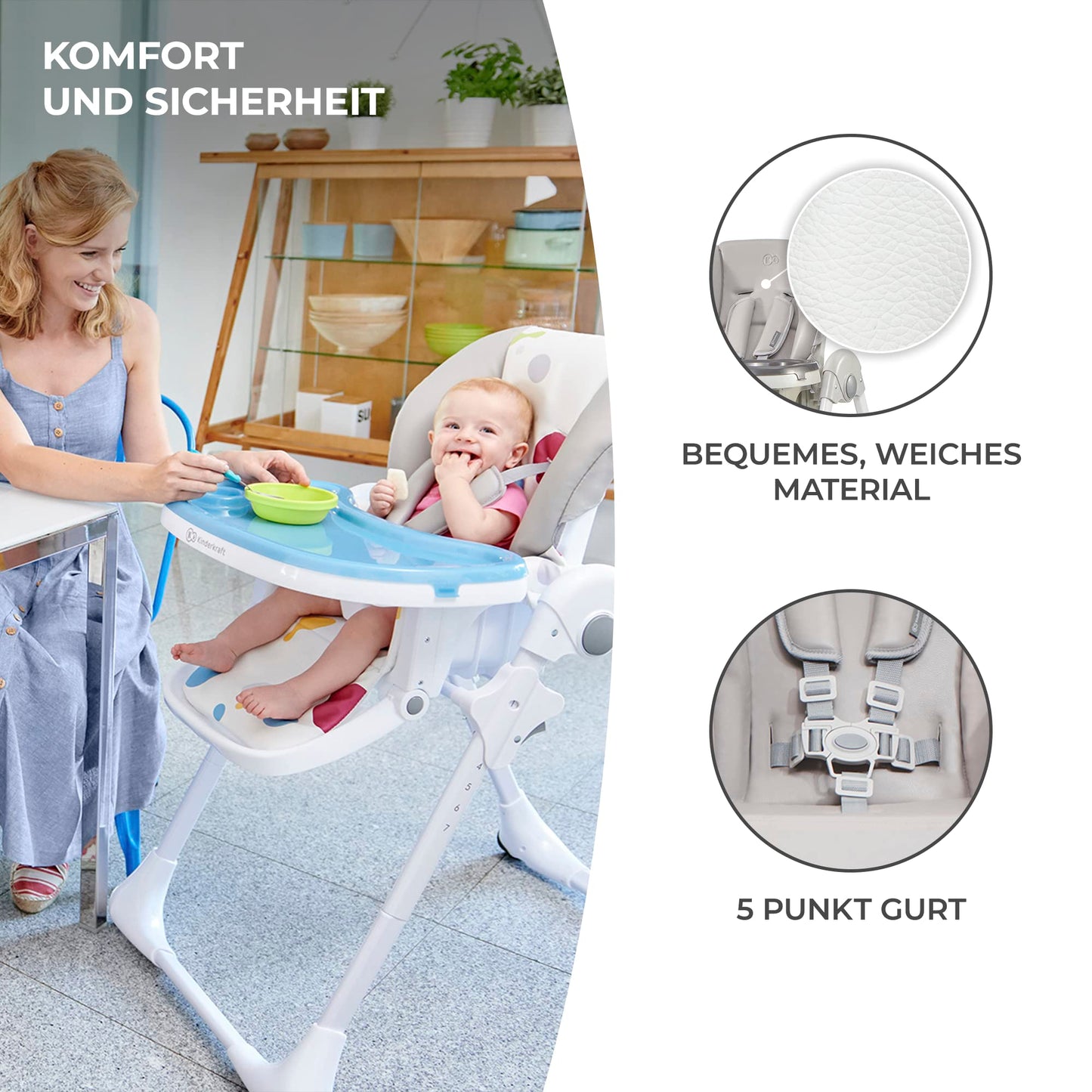 Trona Bebé – Evolutiva, Reclinable, Fácil de Limpiar, Gris