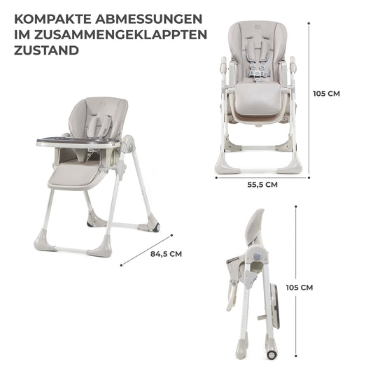 Trona Bebé – Evolutiva, Reclinable, Fácil de Limpiar, Gris